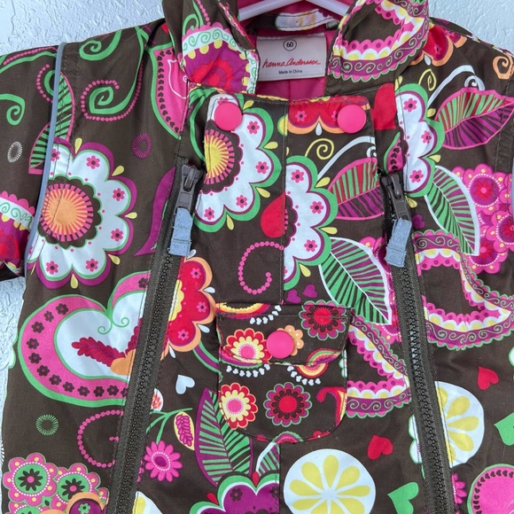 Hanna Andersson Insulated Full Zip‎ Snowsuit, Floral, 3-6 months Warm Bright Fun - Picture 6 of 7